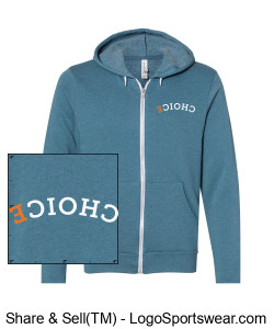 CHOICE/CA Zippered Hoodie - Heather Deep Teal Design Zoom
